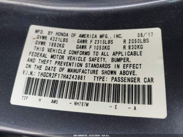 2017 HONDA ACCORD SPORT SE 9