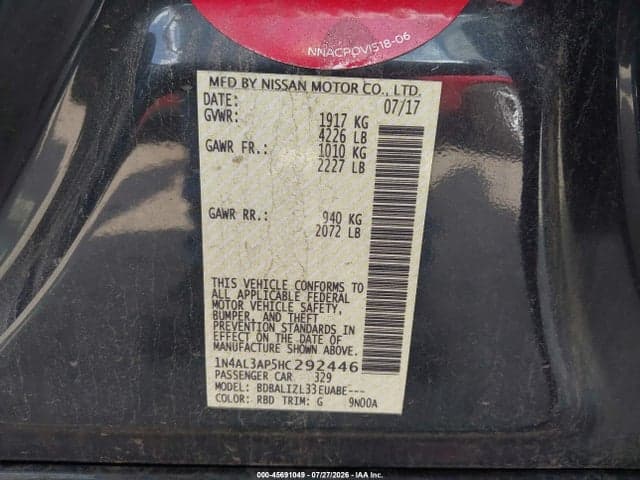 2017 NISSAN ALTIMA 2.5 SV 9
