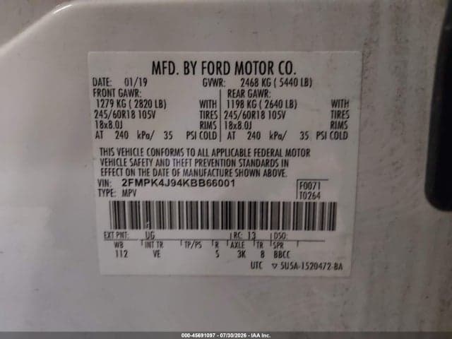 2019 FORD EDGE SEL 9