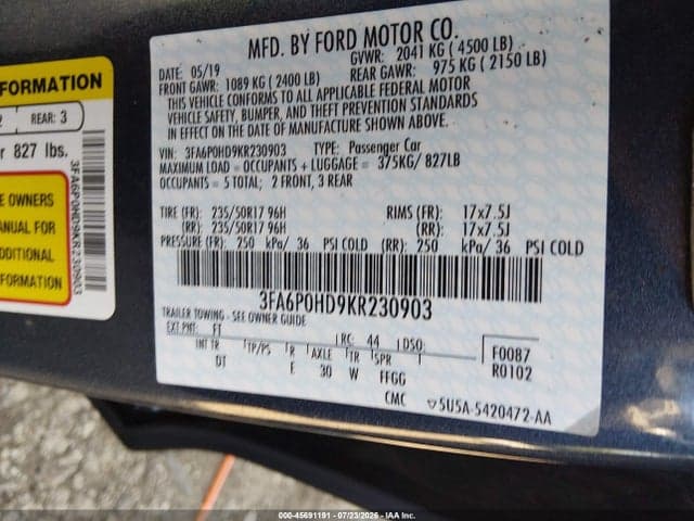 2019 FORD FUSION SE 9