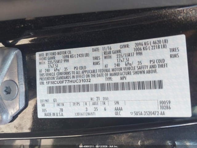 2017 FORD ESCAPE S 9