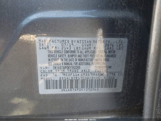 2019 NISSAN SENTRA SV 9
