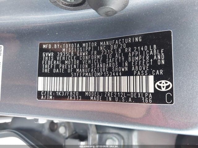 2021 TOYOTA COROLLA LE 9