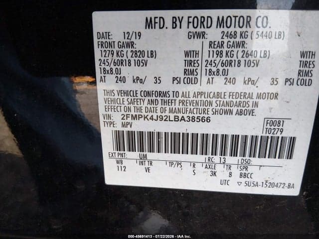 2020 FORD EDGE SEL 9