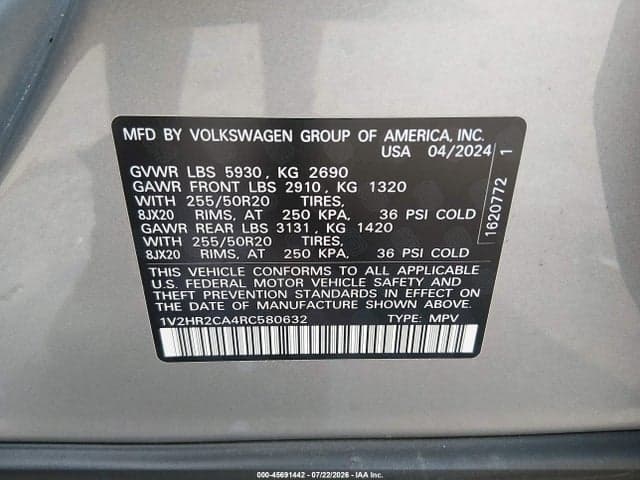 2024 VOLKSWAGEN ATLAS 2.0T SE W/TECHNOLOGY 9