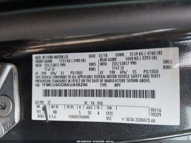 2019 FORD ESCAPE SE 9