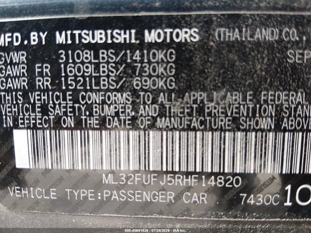 2024 MITSUBISHI MIRAGE G4 LE 9