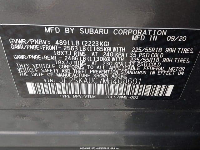2021 SUBARU FORESTER LIMITED 9