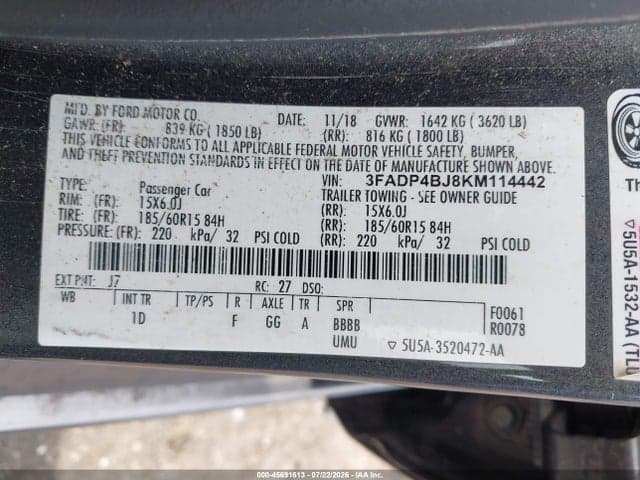 2019 FORD FIESTA SE 9