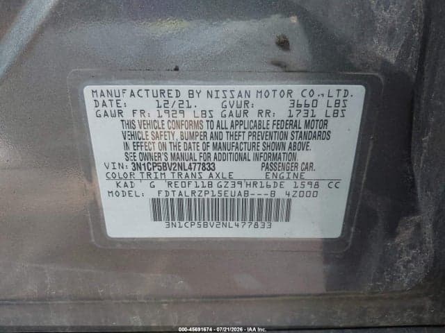 2022 NISSAN KICKS S XTRONIC CVT 9