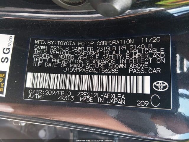 2021 TOYOTA COROLLA LE 9