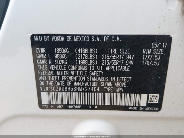2017 HONDA HR-V EX 9