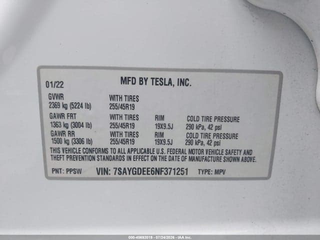 2022 TESLA MODEL Y LONG RANGE DUAL MOTOR ALL-WHEEL DRIVE 9