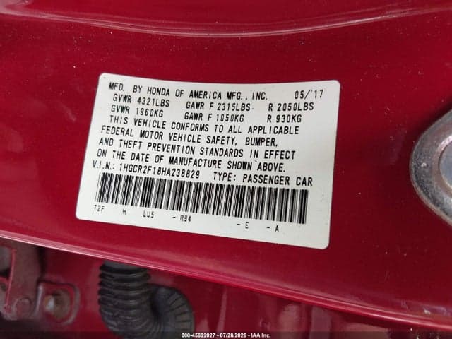 2017 HONDA ACCORD SPORT SE 9