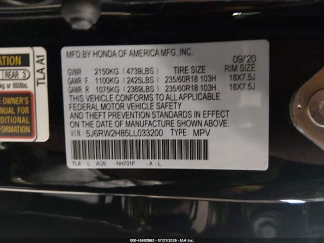 2020 HONDA CR-V AWD EX-L 9