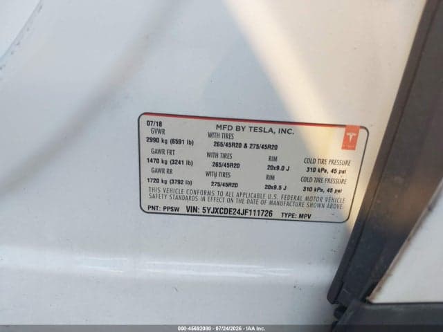 2018 TESLA MODEL X 100D/75D/P100D 9
