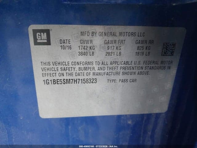 2017 CHEVROLET CRUZE LT AUTO 9