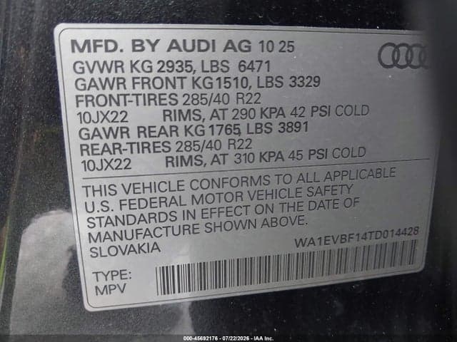 2026 AUDI Q8 PREMIUM PLUS 55 TFSI QUATTRO TIPTRONIC 9