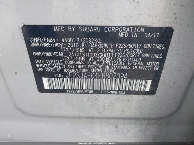 2017 SUBARU FORESTER 2.5I PREMIUM 9