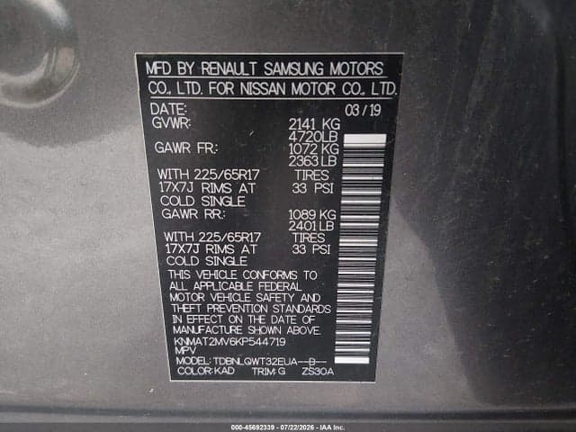 2019 NISSAN ROGUE SV 9
