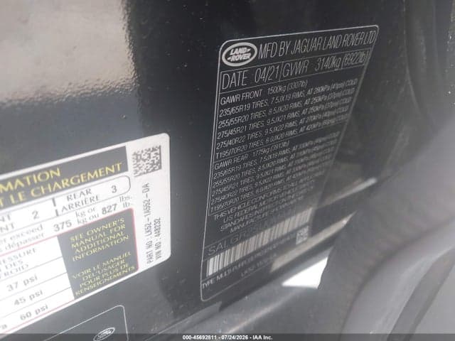 2021 LAND ROVER RANGE ROVER 9