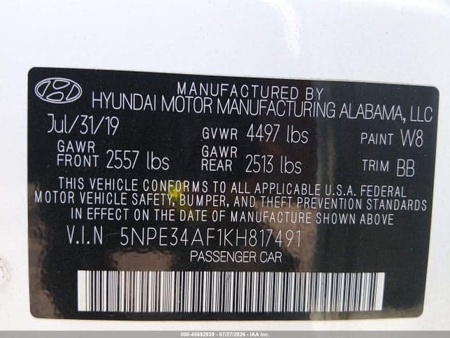 2019 HYUNDAI SONATA SEL 9