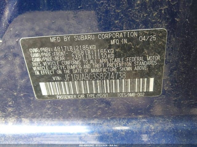 2025 SUBARU IMPREZA BASE 5-DOOR 9