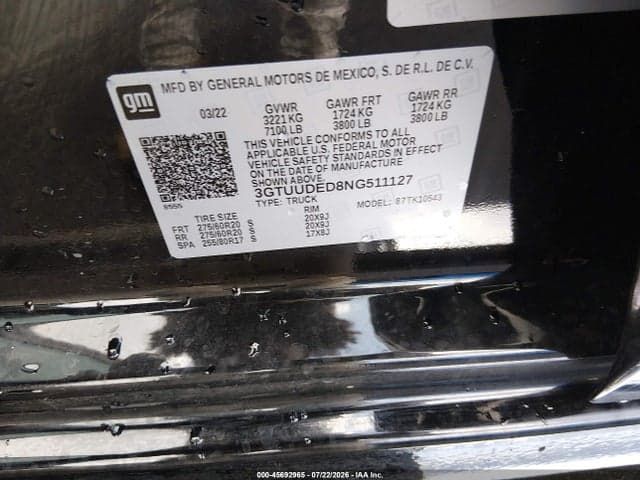 2022 GMC SIERRA 1500 4WD SHORT BOX SLT 8