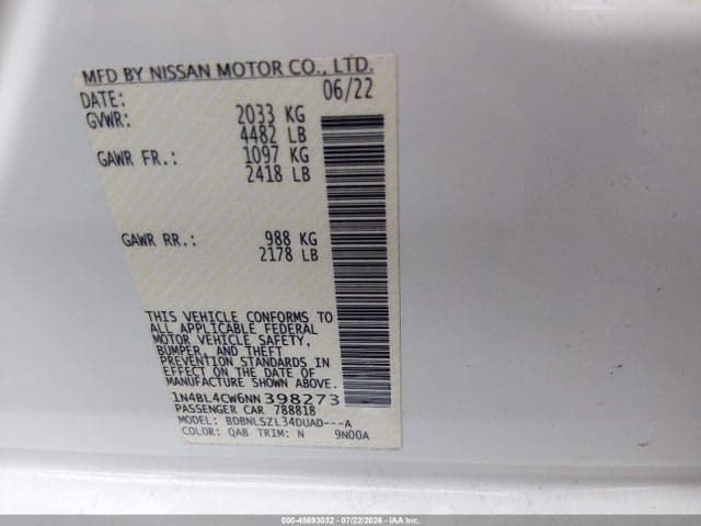 2022 NISSAN ALTIMA SR INTELLIGENT AWD 9