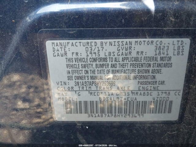 2017 NISSAN SENTRA S 9