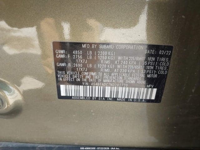 2022 SUBARU OUTBACK PREMIUM 9