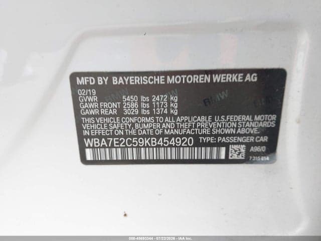 2019 BMW 740I 9