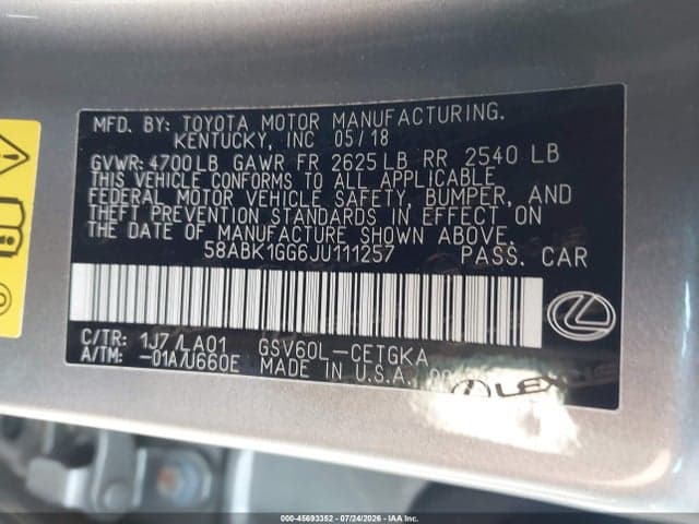 2018 LEXUS ES 350 9