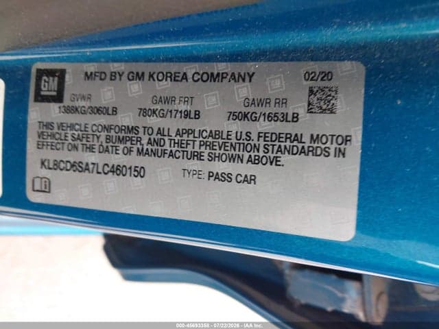 2020 CHEVROLET SPARK FWD 1LT AUTOMATIC 9