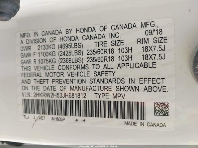 2018 HONDA CR-V EX 9
