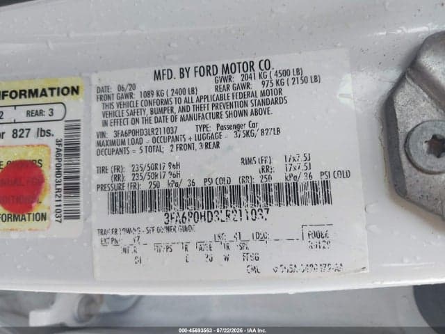 2020 FORD FUSION SE 9