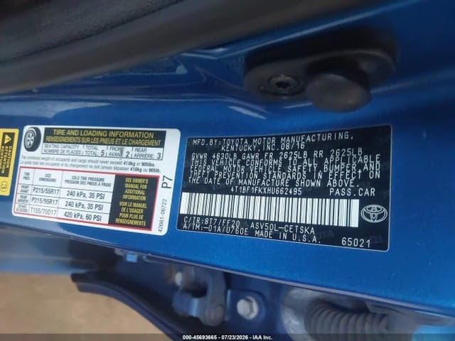 2017 TOYOTA CAMRY SE 9