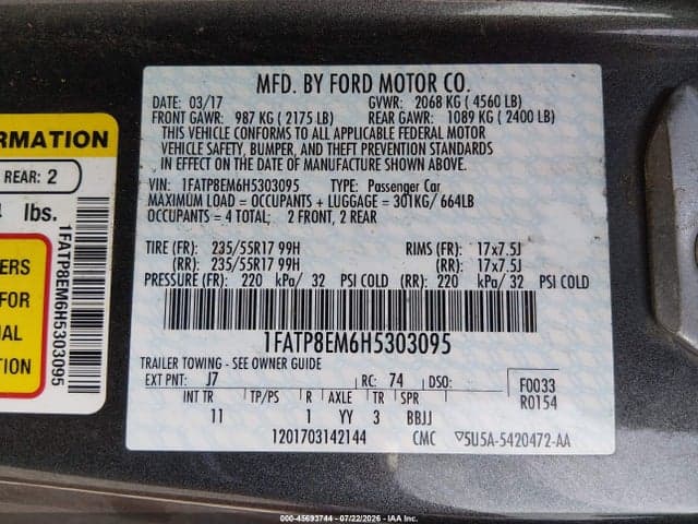 2017 FORD MUSTANG V6 9
