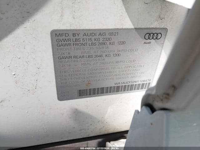 2021 AUDI Q3 PREMIUM 40 TFSI QUATTRO TIPTRONIC 9