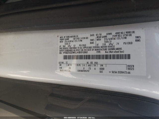 2018 FORD TRANSIT-350 XL 9