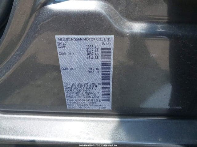 2025 NISSAN ALTIMA SV FWD 9