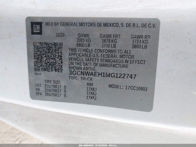 2021 CHEVROLET SILVERADO 1500 2WD LONG BED WT 4