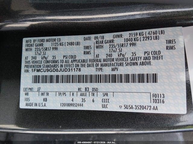 2018 FORD ESCAPE SE 9