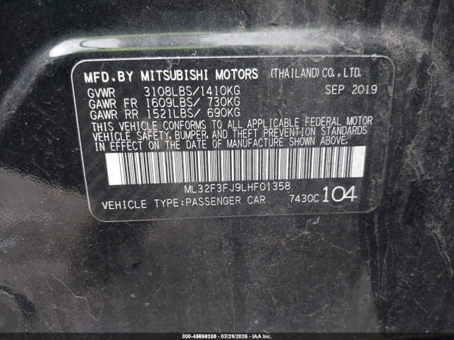 2020 MITSUBISHI MIRAGE G4 ES 9