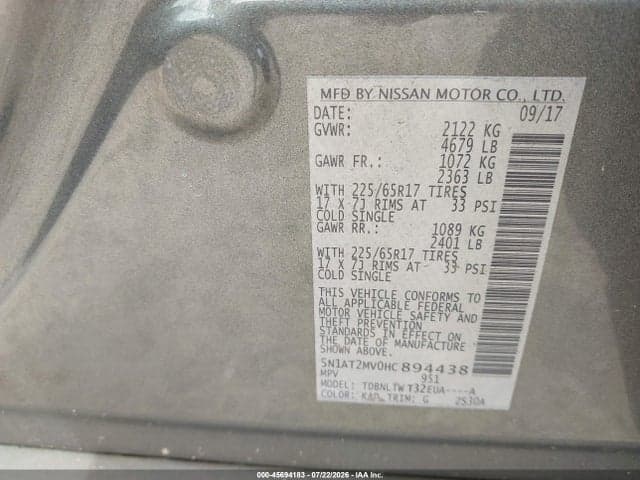 2017 NISSAN ROGUE SV 9