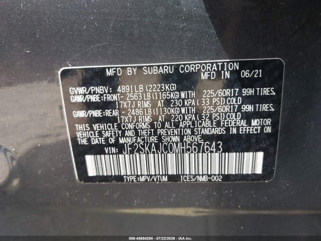 2021 SUBARU FORESTER PREMIUM 9
