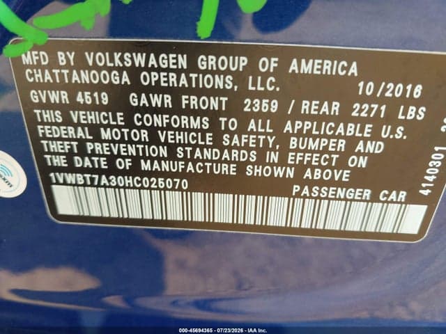 2017 VOLKSWAGEN PASSAT 1.8T SE 9