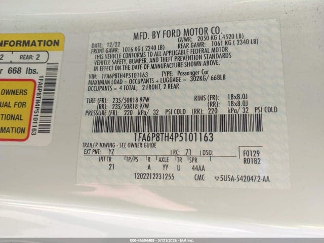 2023 FORD MUSTANG ECOBOOST FASTBACK 9