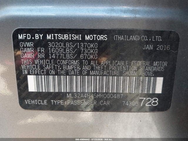 2017 MITSUBISHI MIRAGE SE 9
