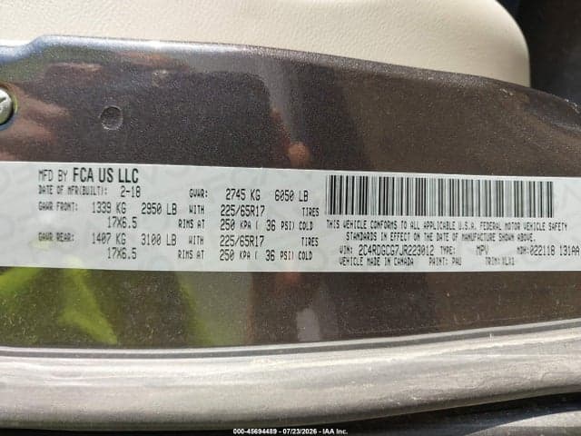 2018 DODGE GRAND CARAVAN SXT 9
